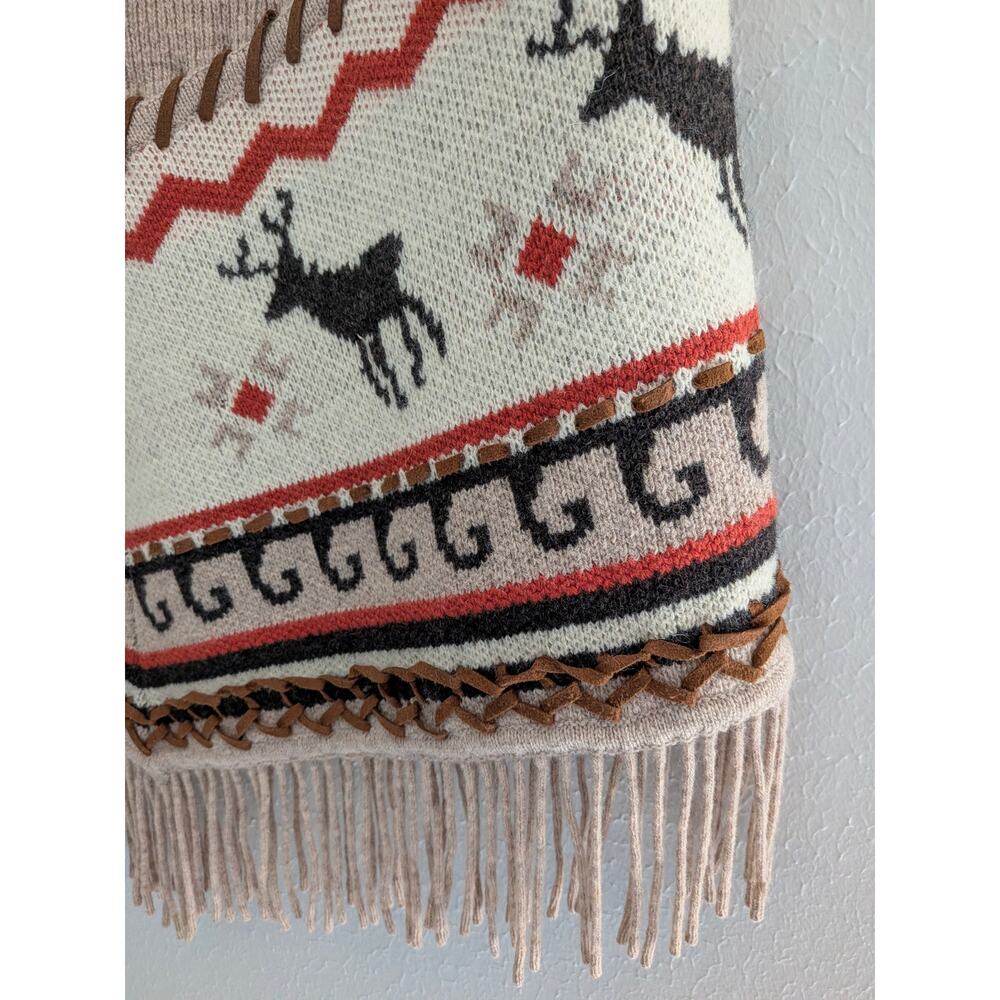 NWT Double D Ranch Lambs Wool Skirt Sz M Fringe Leather Trim Western Deer Rare - Picture 6 of 8